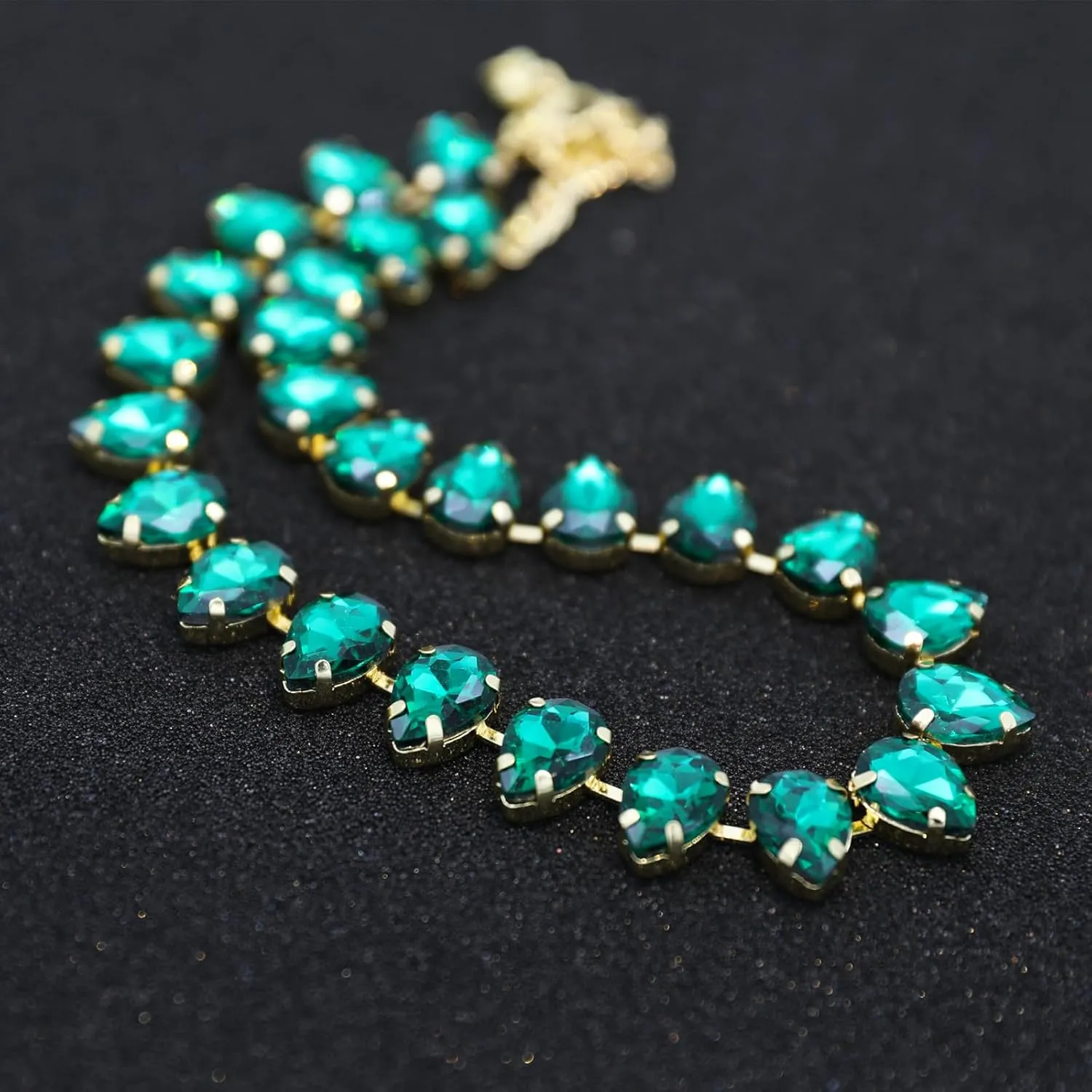 JNF Chunky Colorful Crystal Rhinestone Choker Collar Necklace for Women Twisted 3 Strand Statement Necklace Trendy Sparkly Gold Neck Chain Wedding Bridal Jewelry