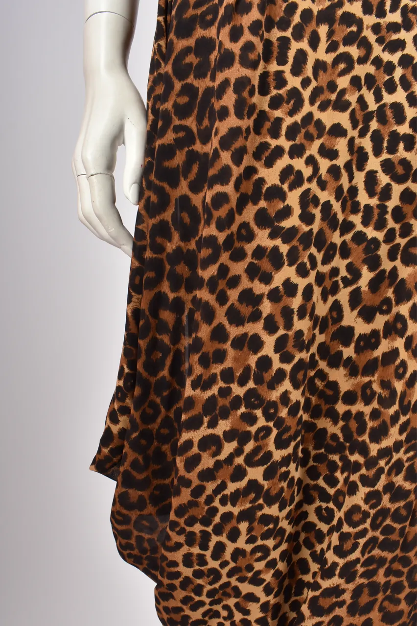 JOHN GALLIANO GATHERED S/S 1999 LEOPARD PRINT DRESS