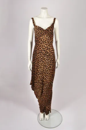 JOHN GALLIANO GATHERED S/S 1999 LEOPARD PRINT DRESS