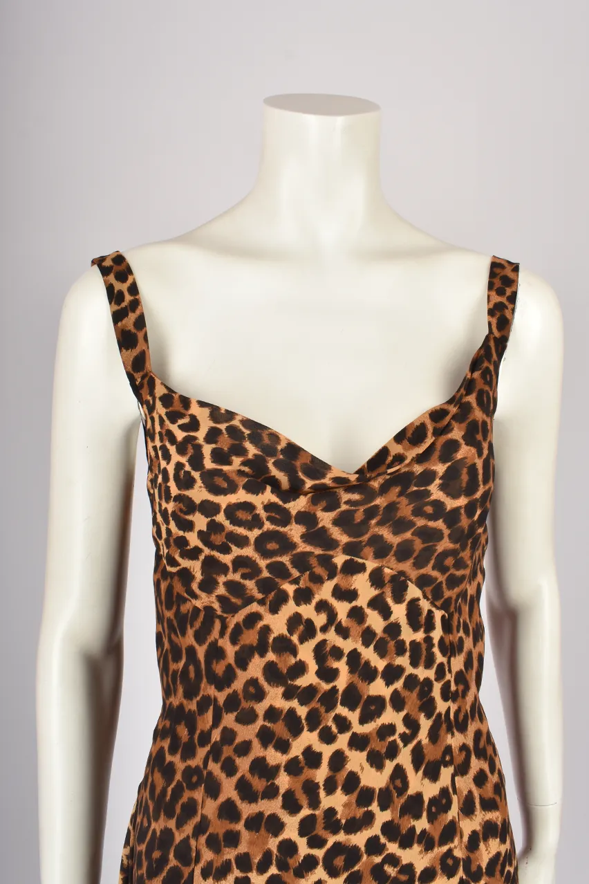 JOHN GALLIANO GATHERED S/S 1999 LEOPARD PRINT DRESS