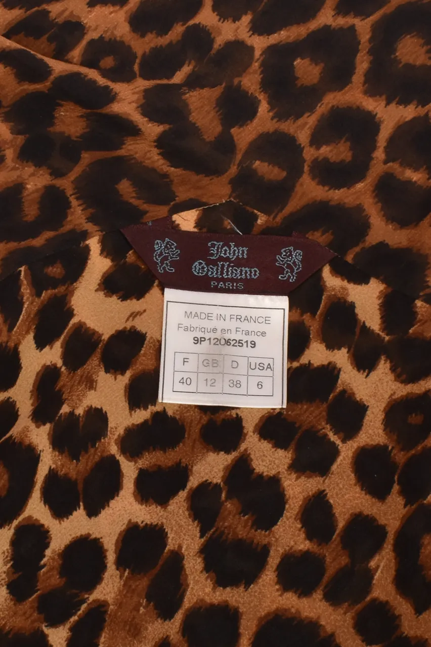 JOHN GALLIANO GATHERED S/S 1999 LEOPARD PRINT DRESS