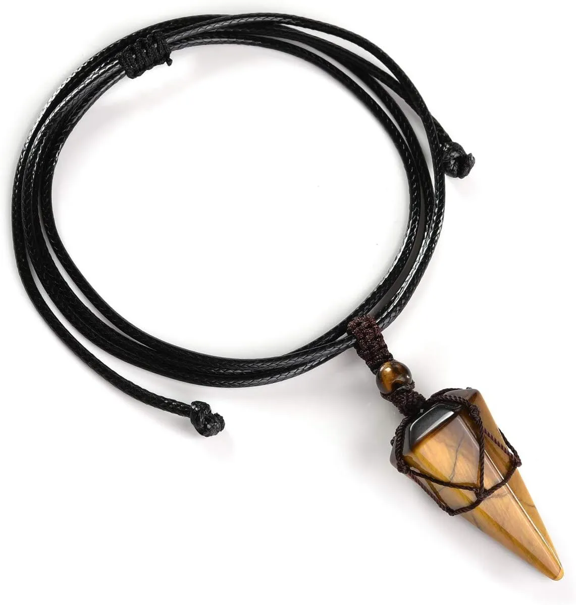 Jovivi Healing Crystals Necklace for Men Women Adjustable Rope Natural Stone Hexagonal Prism Pointed Crystal Pendant Necklaces Gemstone Jewelry