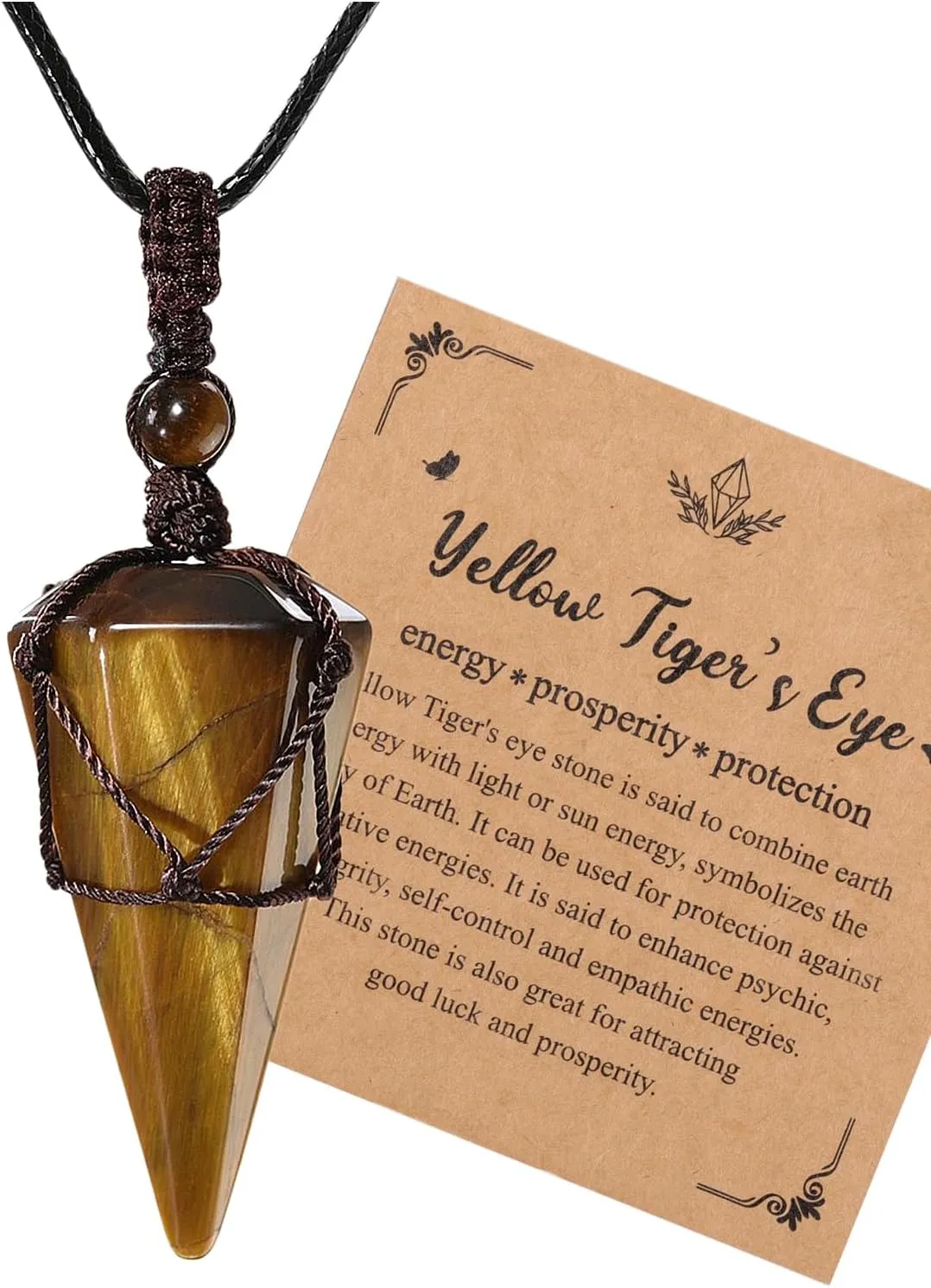 Jovivi Healing Crystals Necklace for Men Women Adjustable Rope Natural Stone Hexagonal Prism Pointed Crystal Pendant Necklaces Gemstone Jewelry