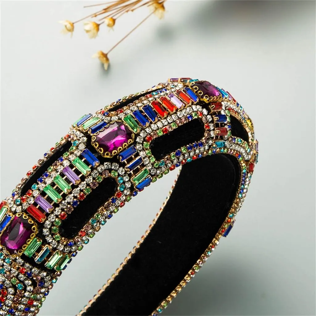 JSEIAJB Baroque Heavy Duty Full Diamond Pearl Velvet Hair Band Temperament Hair Accessories
