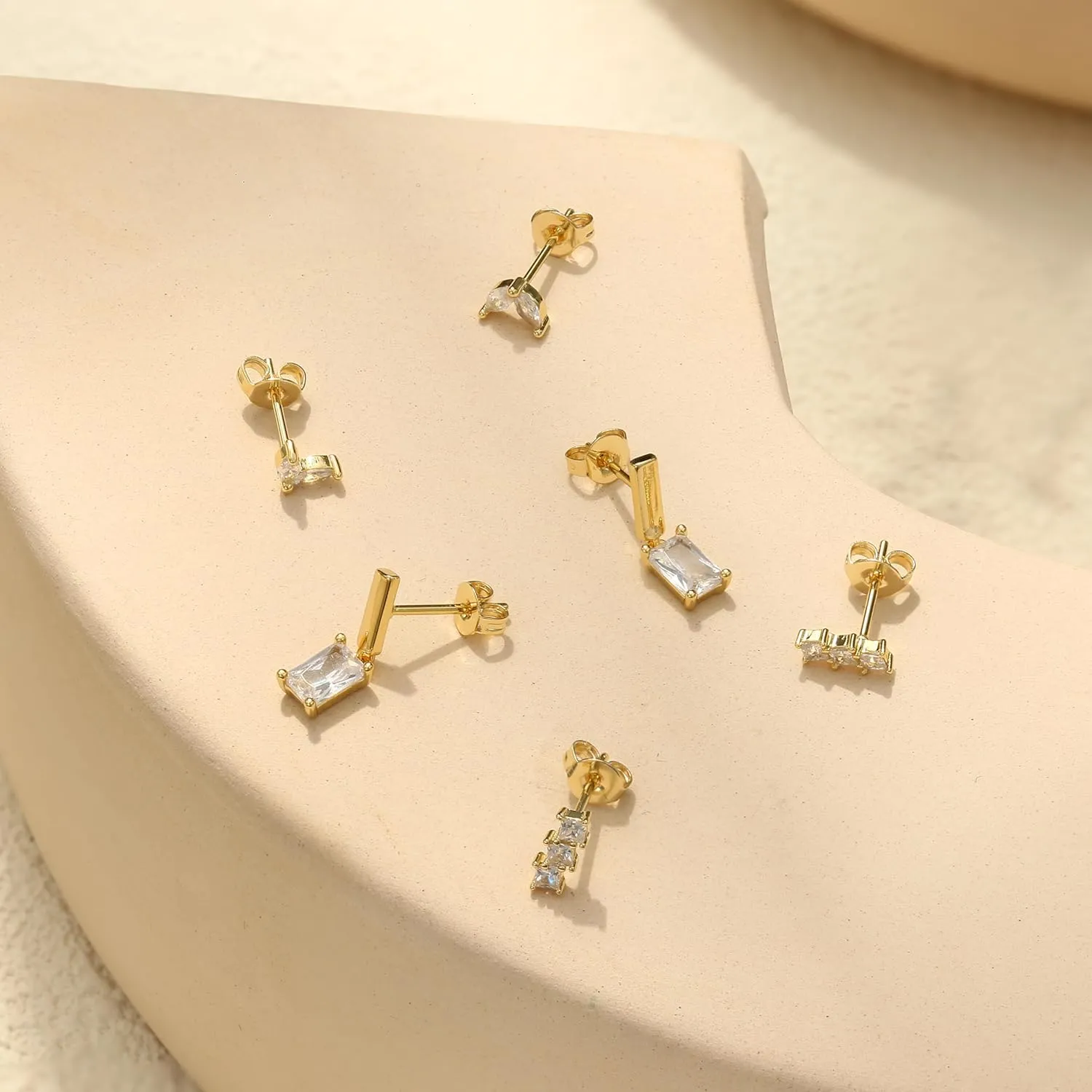 Jstyle 14K Gold Earrings Set for Multiple Piercing Small Hoop Earrings Stacks Hypoallergenic Cartilage Earrings for Sensitive Ear Trendy Dainty Earring Jewelry Gift for Her