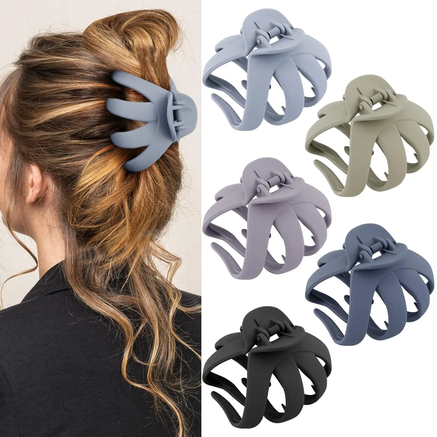Jumbo Hair Claws for Thick Hair - 5 Pcs Giant Clips, Extra Large Hair Accessories for Women