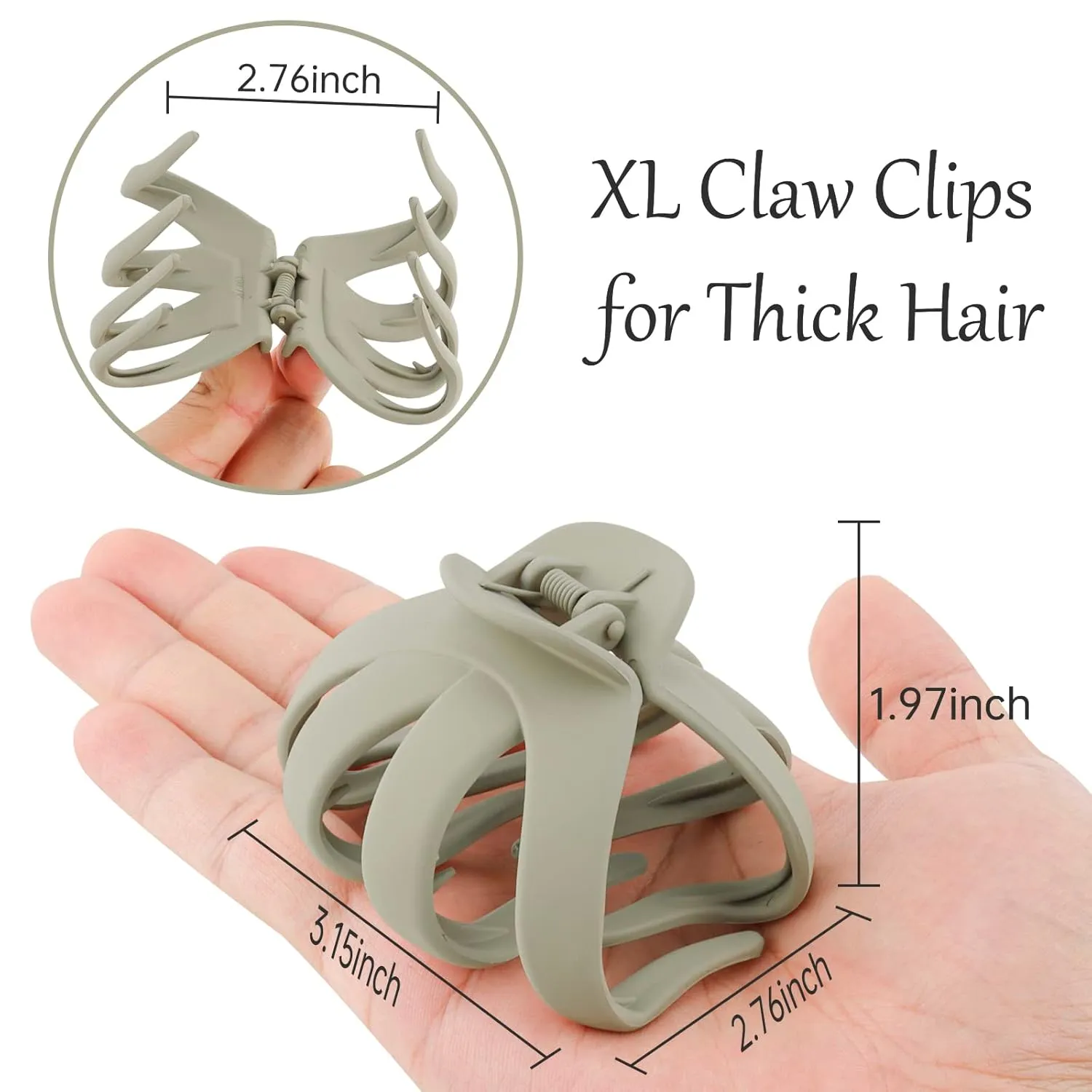 Jumbo Hair Claws for Thick Hair - 5 Pcs Giant Clips, Extra Large Hair Accessories for Women