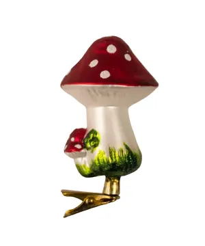 KA Glass Clip-On Mushroom Ornament