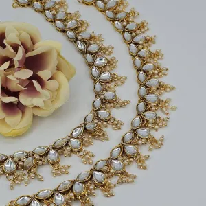 Kajal Kundan Stone  Pearl detailed Anklets