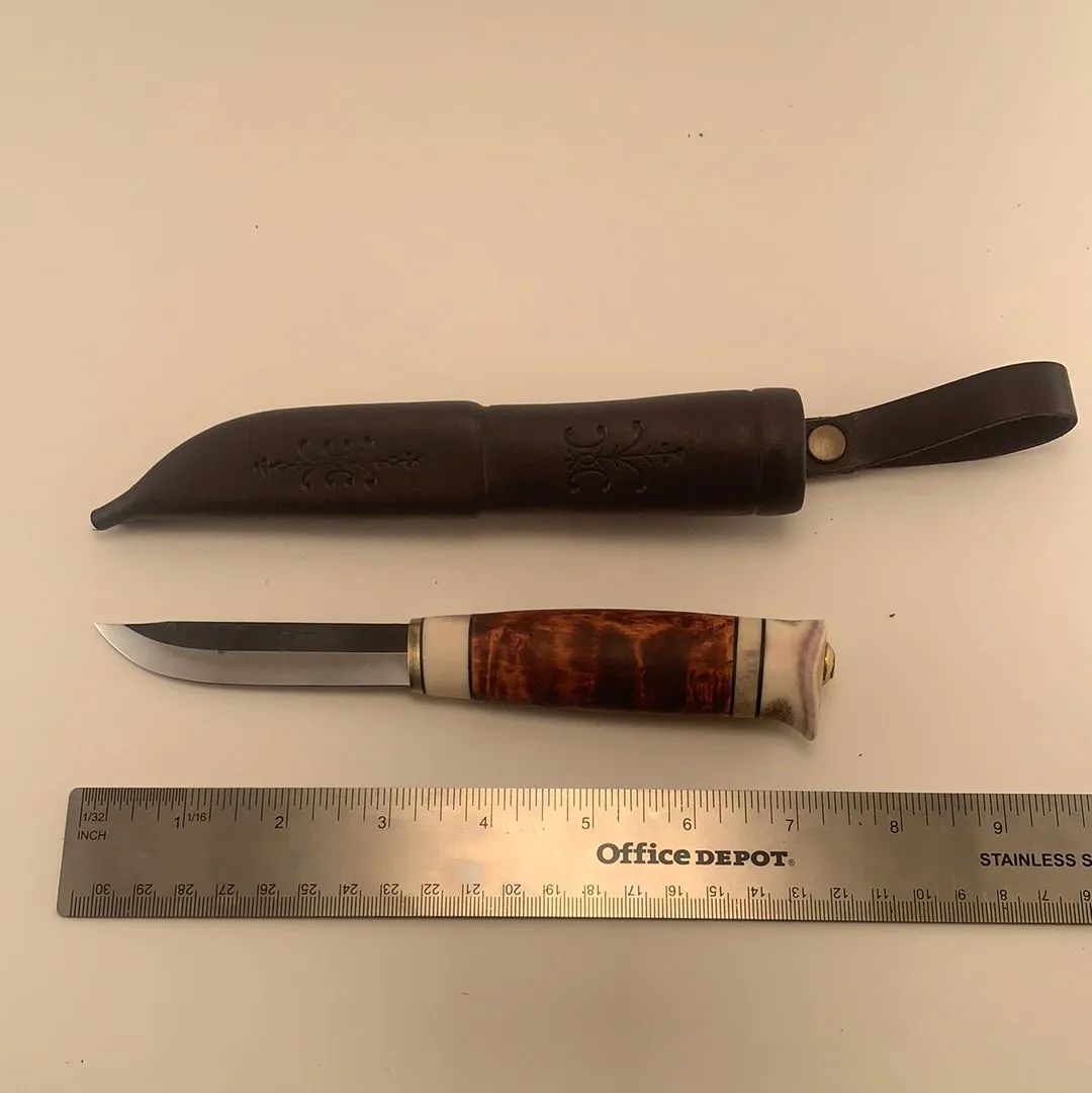 Kauhavan Puukkopaja Reindeer antler/curly birch #603