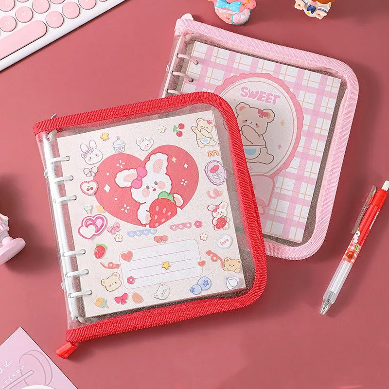 Kawaii Cartoon Animal Transparent Loose-Leaf Notebook