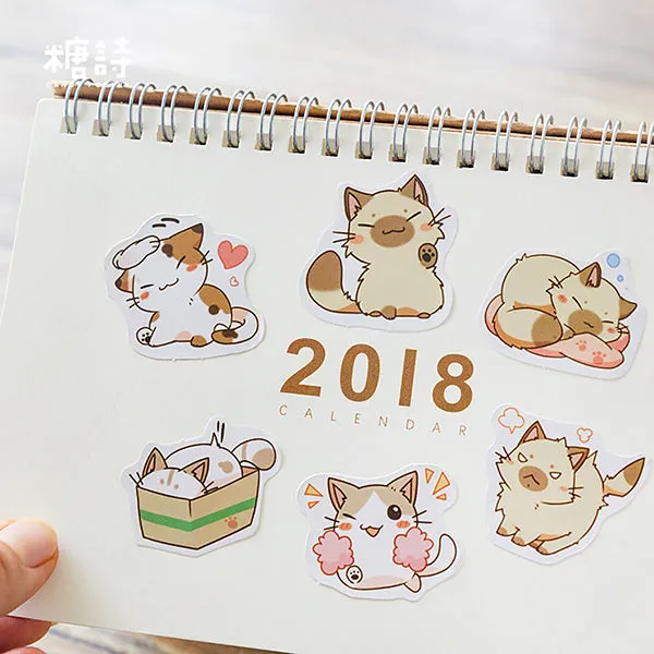Kawaii Cartoon Cat Daily Life Paper Stickers 45 Pcs
