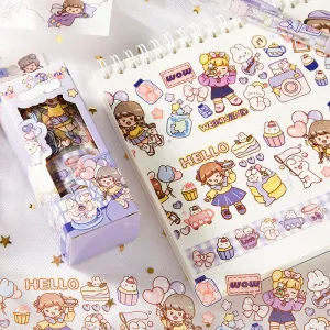 Kawaii Cartoon Character Sweet Girl Boxed Clear Transparent Tape Set