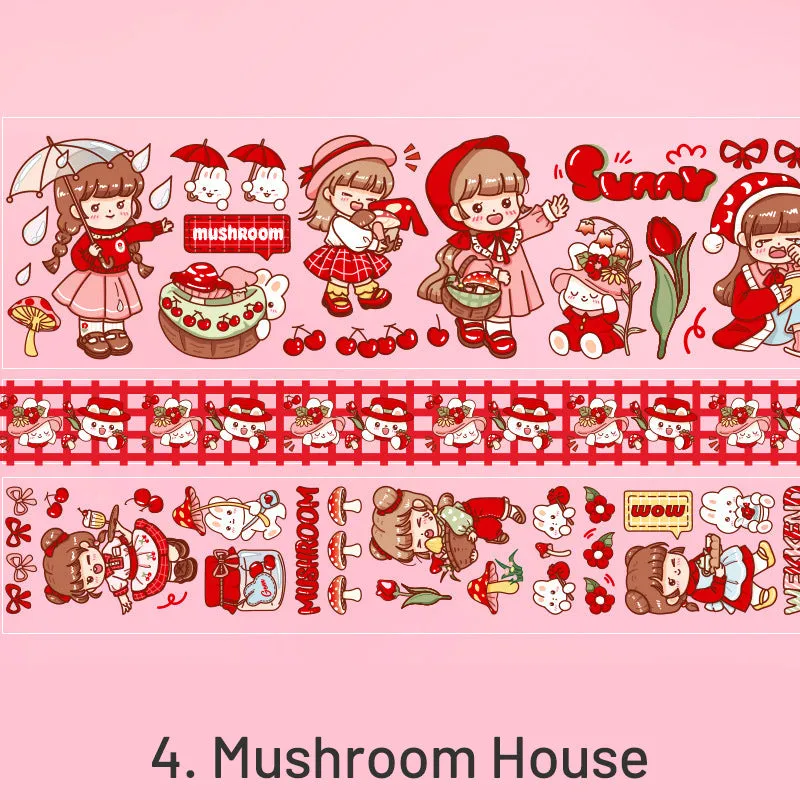 Kawaii Cartoon Character Sweet Girl Boxed Clear Transparent Tape Set