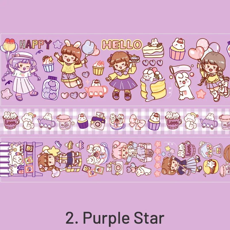 Kawaii Cartoon Character Sweet Girl Boxed Clear Transparent Tape Set