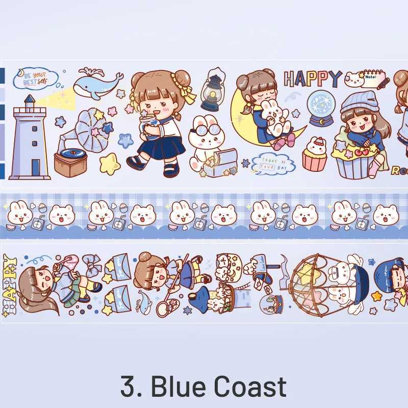 Kawaii Cartoon Character Sweet Girl Boxed Clear Transparent Tape Set