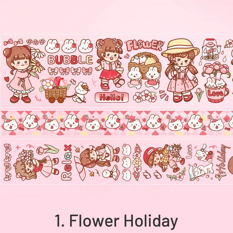 Kawaii Cartoon Character Sweet Girl Boxed Clear Transparent Tape Set