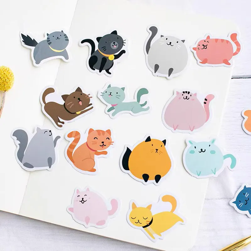 Kawaii Cartoon Fatty Cat Stickers 45 Pcs