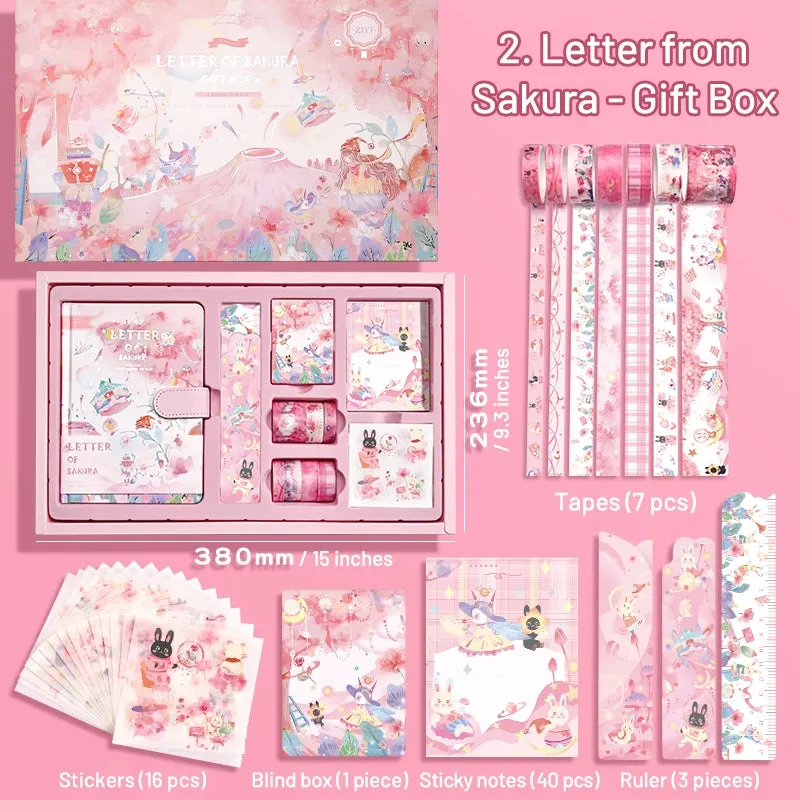 Kawaii Cartoon Magic Journal Gift Set - Magical Witch's Realm, Rabbits and Girls