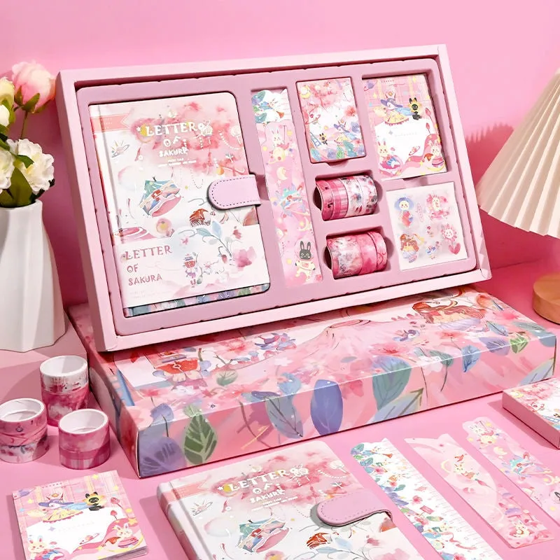 Kawaii Cartoon Magic Journal Gift Set - Magical Witch's Realm, Rabbits and Girls