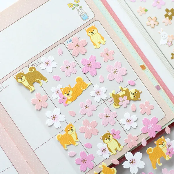 Kawaii Sakura Blossom and Animal Cartoon Stickers