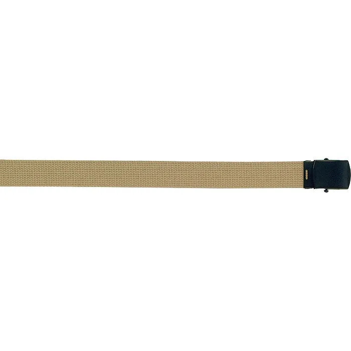 Khaki - Military Web Belt - Black Buckle