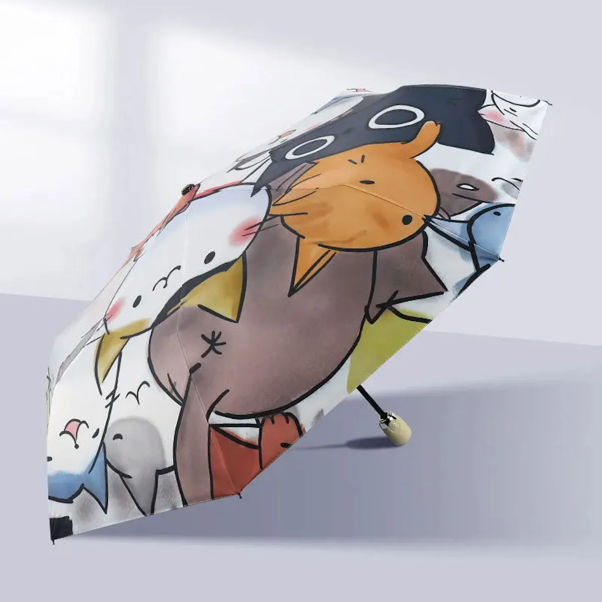 Kids Cartoon Cat Umbrella for Children Automatic Folding Umbrella for Kids