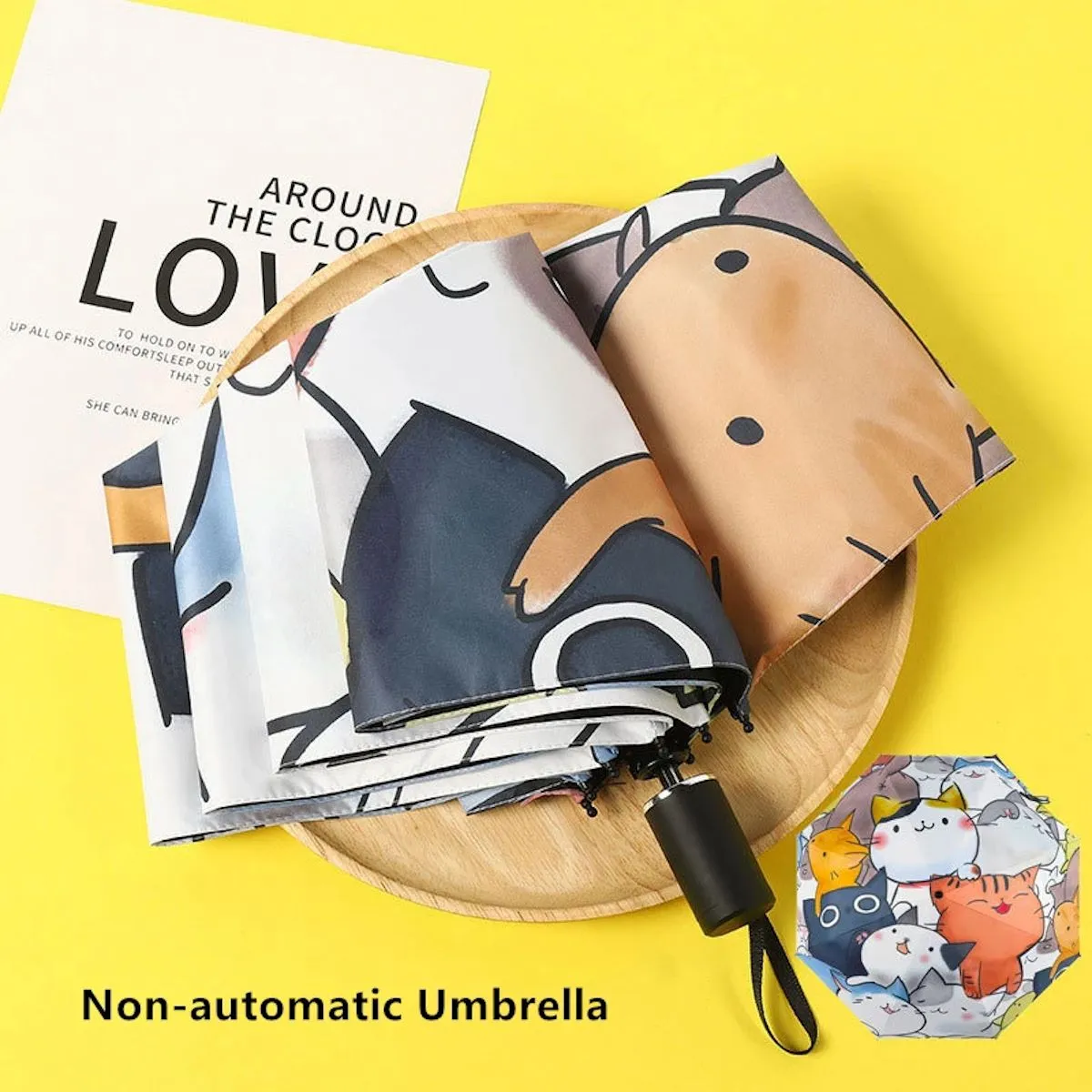 Kids Cartoon Cat Umbrella for Children Automatic Folding Umbrella for Kids