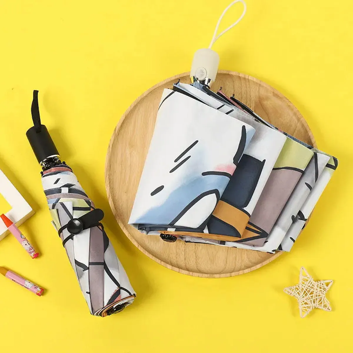 Kids Cartoon Cat Umbrella for Children Automatic Folding Umbrella for Kids