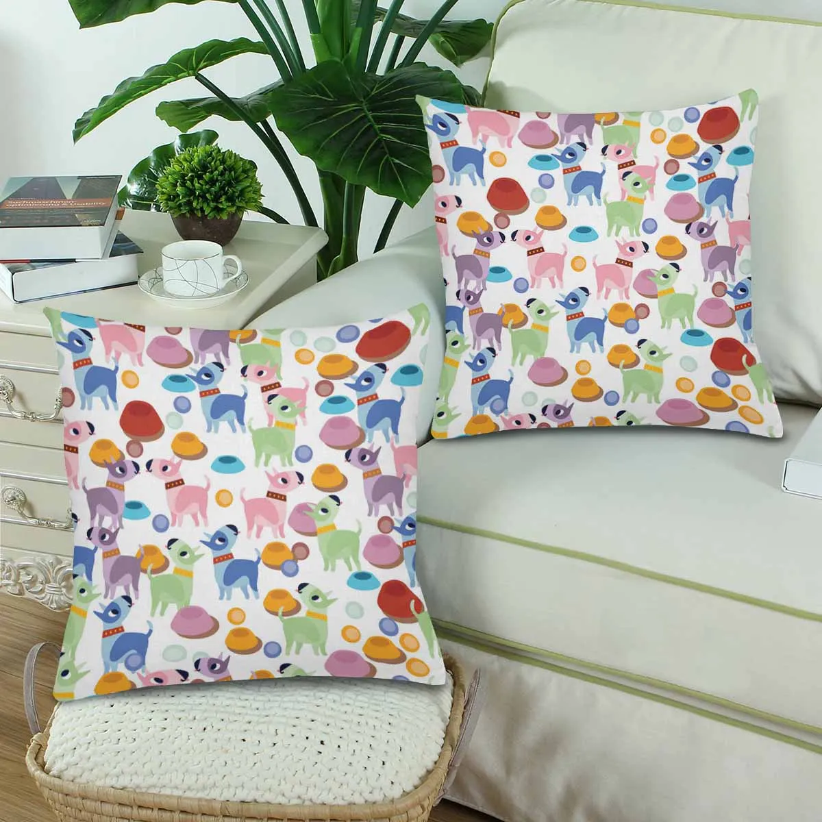 Kids Cartoon themed Pillow Cases printed with  colorful dogs