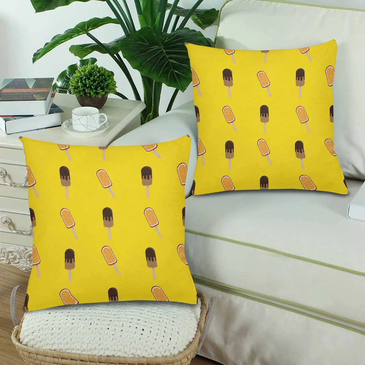Kids Cartoon themed Pillow Cases printed with  Colorful popsicle ice cream pattern