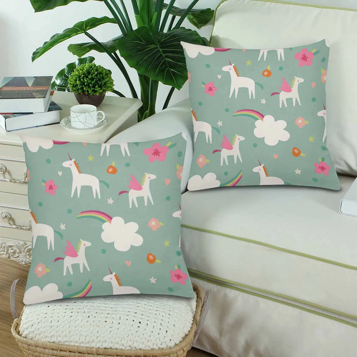 Kids Cartoon themed Pillow Cases printed with  cute magic unicorns