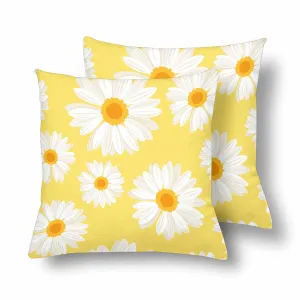 Kids Cartoon themed Pillow Cases printed with  daisy flowers on yellow