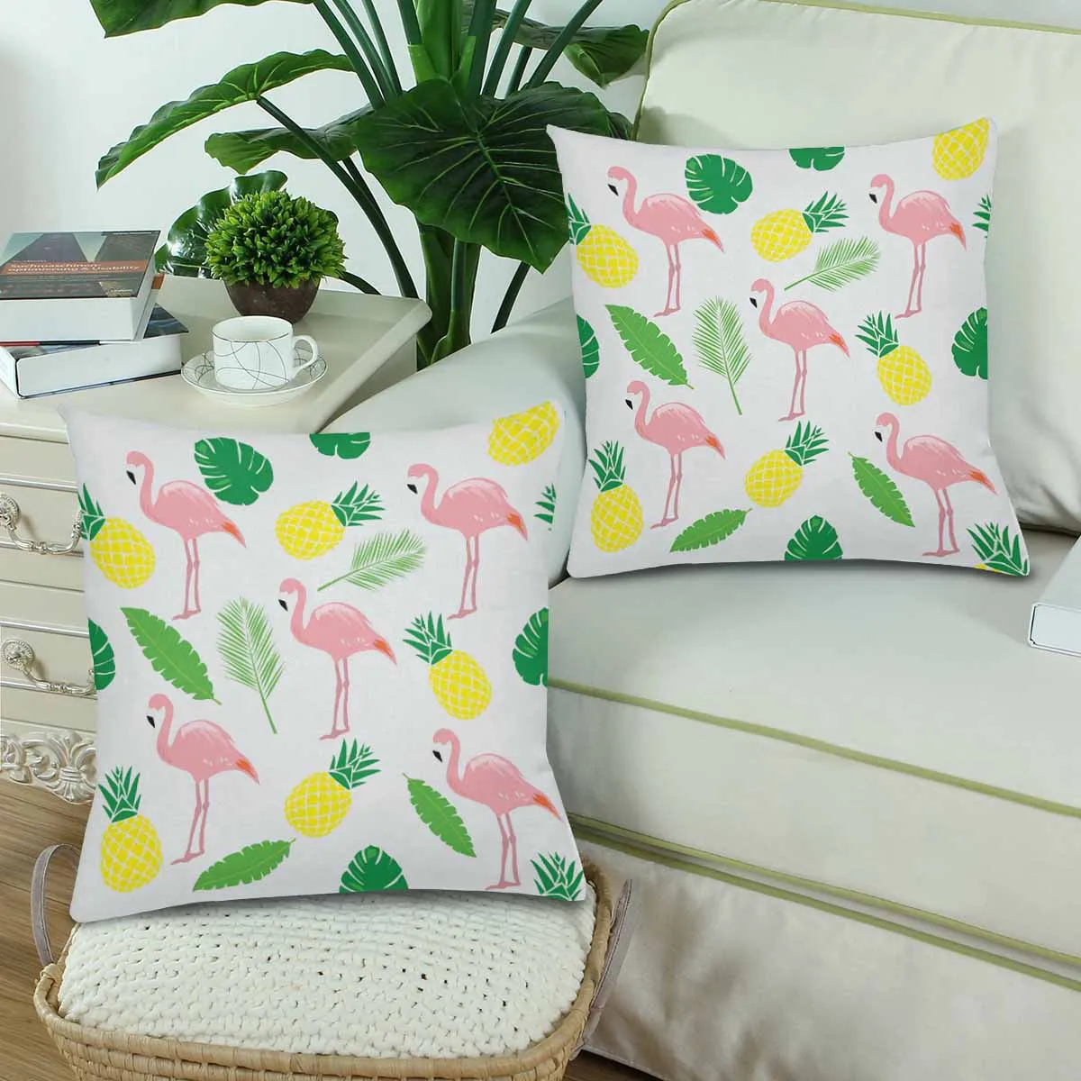 Kids Cartoon themed Pillow Cases printed with  Flamingo Bird