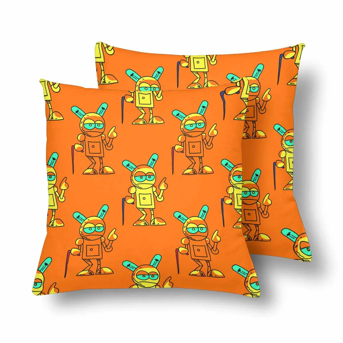 Kids Cartoon themed Pillow Cases printed with  Old robot pattern
