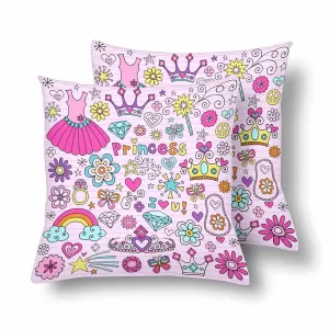 Kids Cartoon themed Pillow Cases printed with  Princess Notebook Doodles