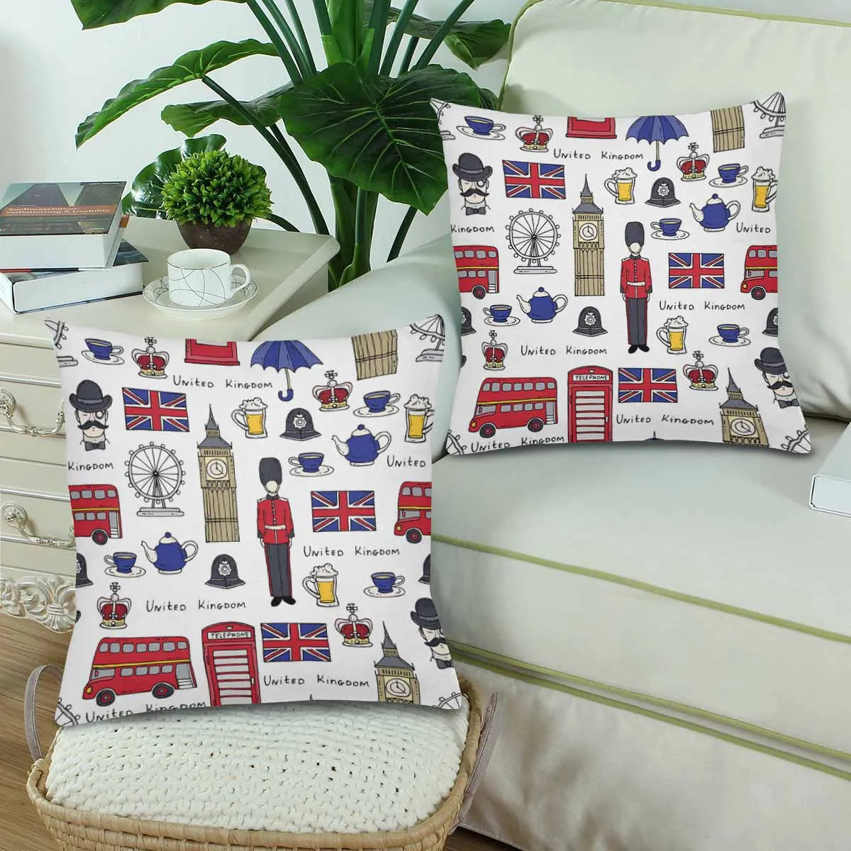 Kids Cartoon themed Pillow Cases printed with  the theme of United Kingdom