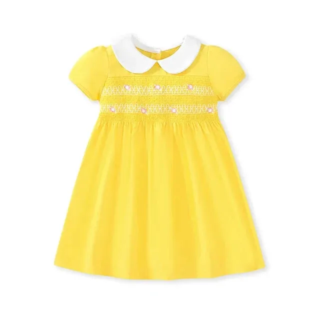 Kids Clothes Summer Princess Blue Dress for toddler Girls Children’s Clothes Cartoon Embroidery Flowers Cotton