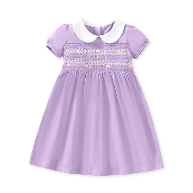 Kids Clothes Summer Princess Blue Dress for toddler Girls Children’s Clothes Cartoon Embroidery Flowers Cotton