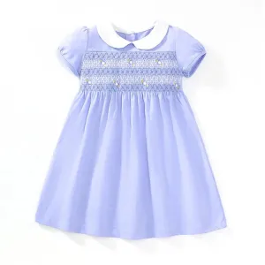 Kids Clothes Summer Princess Blue Dress for toddler Girls Children’s Clothes Cartoon Embroidery Flowers Cotton