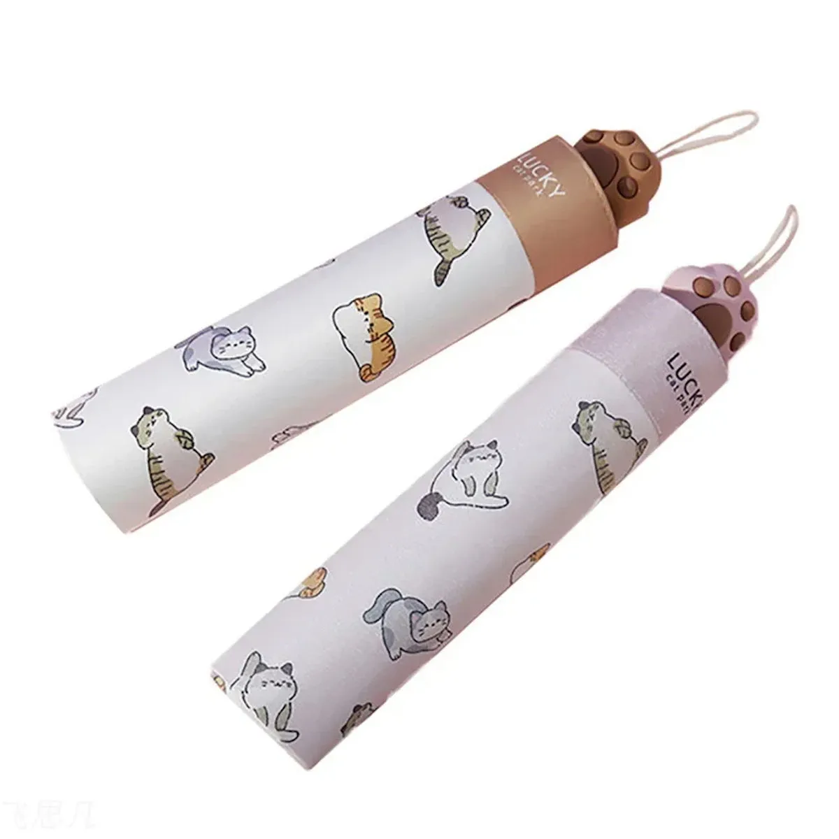 Kids Lucky Cat Umbrella Vinyl Sun Protection Umbrella Children Folding Umbrella