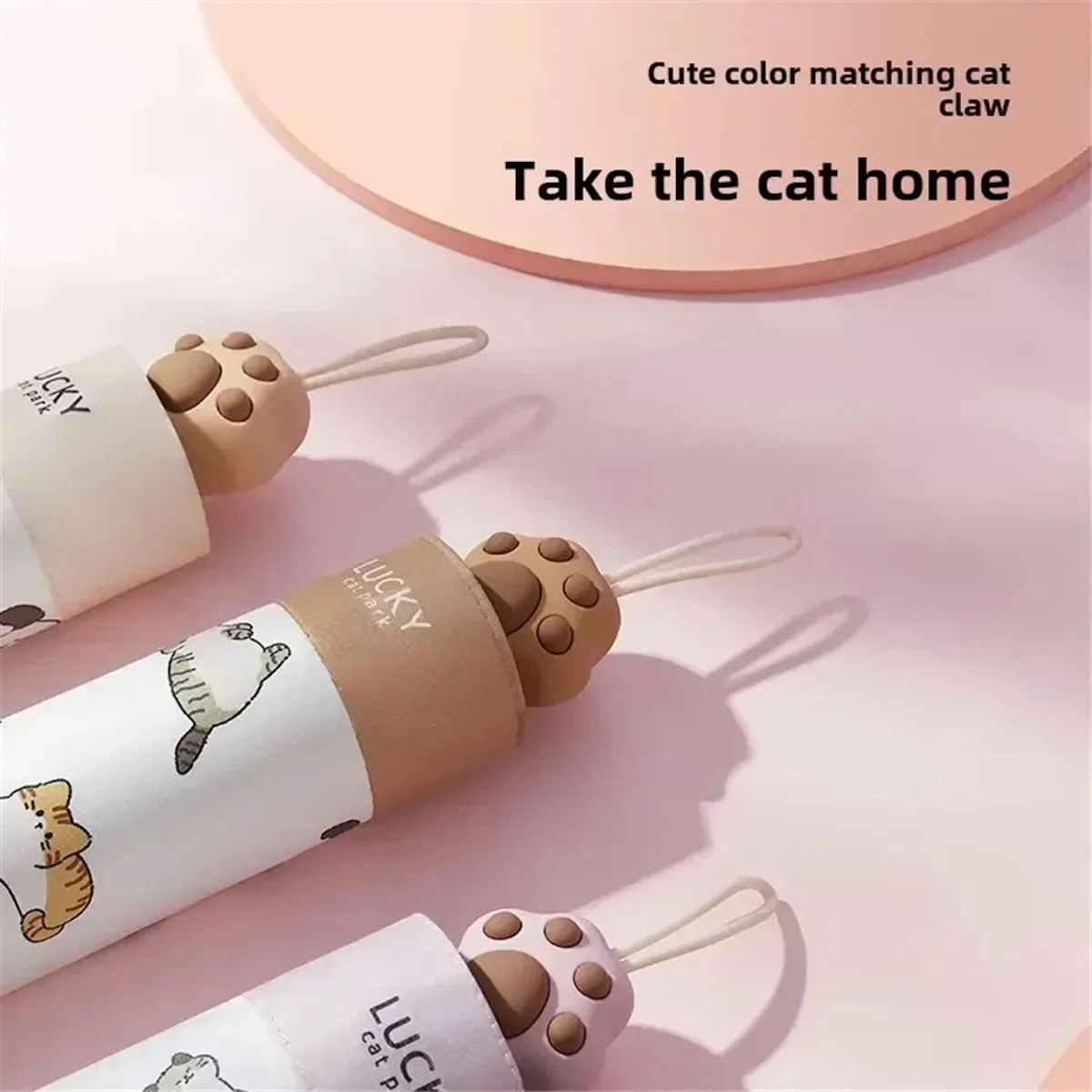 Kids Lucky Cat Umbrella Vinyl Sun Protection Umbrella Children Folding Umbrella