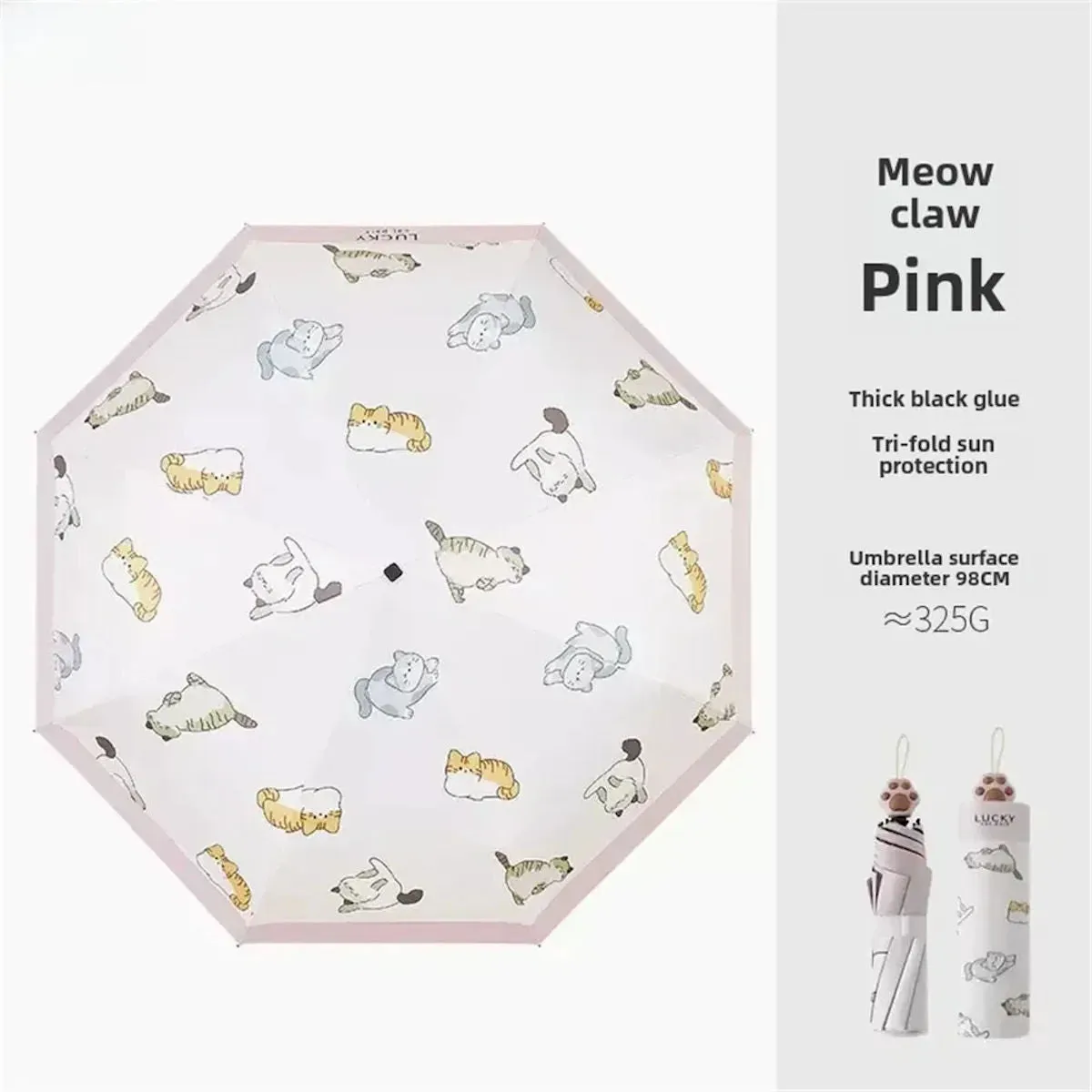 Kids Lucky Cat Umbrella Vinyl Sun Protection Umbrella Children Folding Umbrella