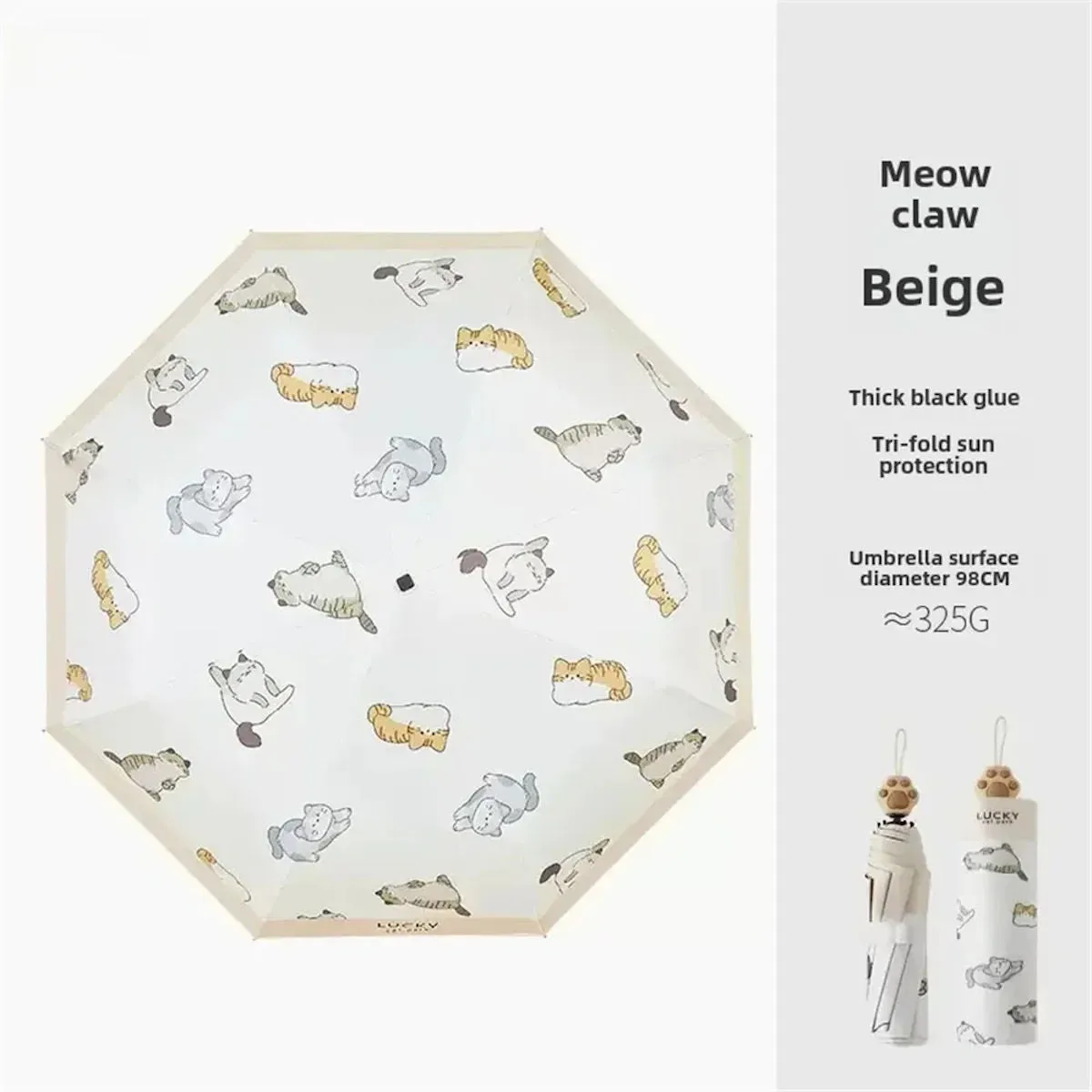 Kids Lucky Cat Umbrella Vinyl Sun Protection Umbrella Children Folding Umbrella