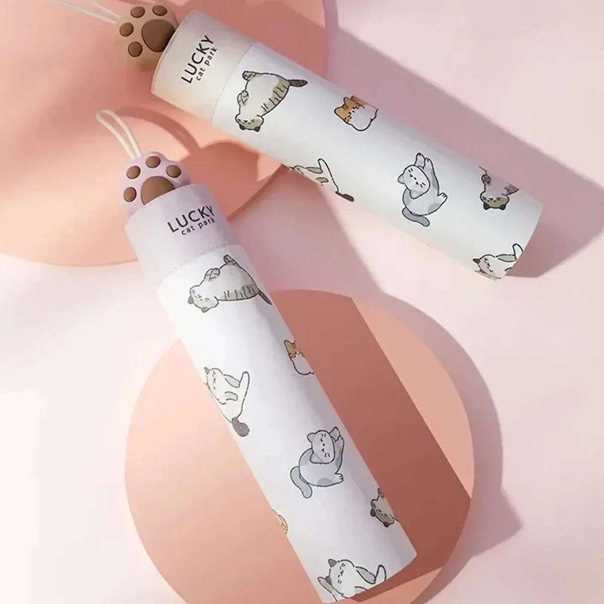 Kids Lucky Cat Umbrella Vinyl Sun Protection Umbrella Children Folding Umbrella