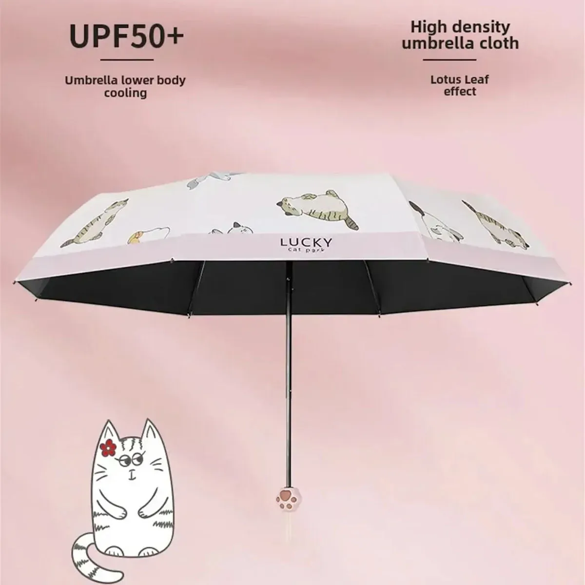Kids Lucky Cat Umbrella Vinyl Sun Protection Umbrella Children Folding Umbrella