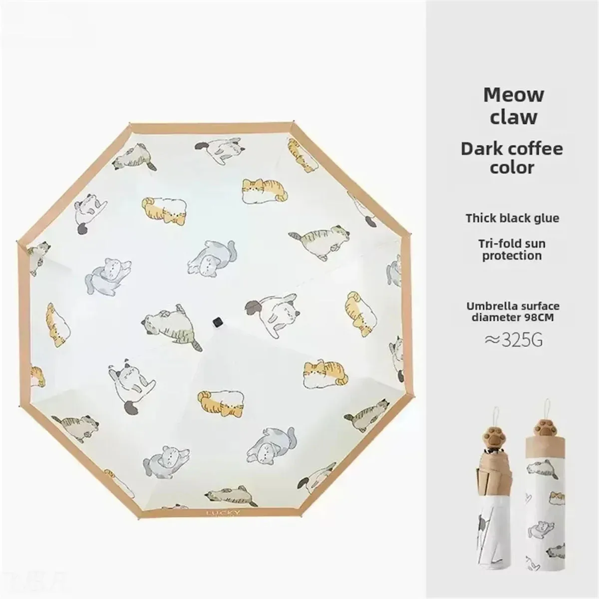 Kids Lucky Cat Umbrella Vinyl Sun Protection Umbrella Children Folding Umbrella