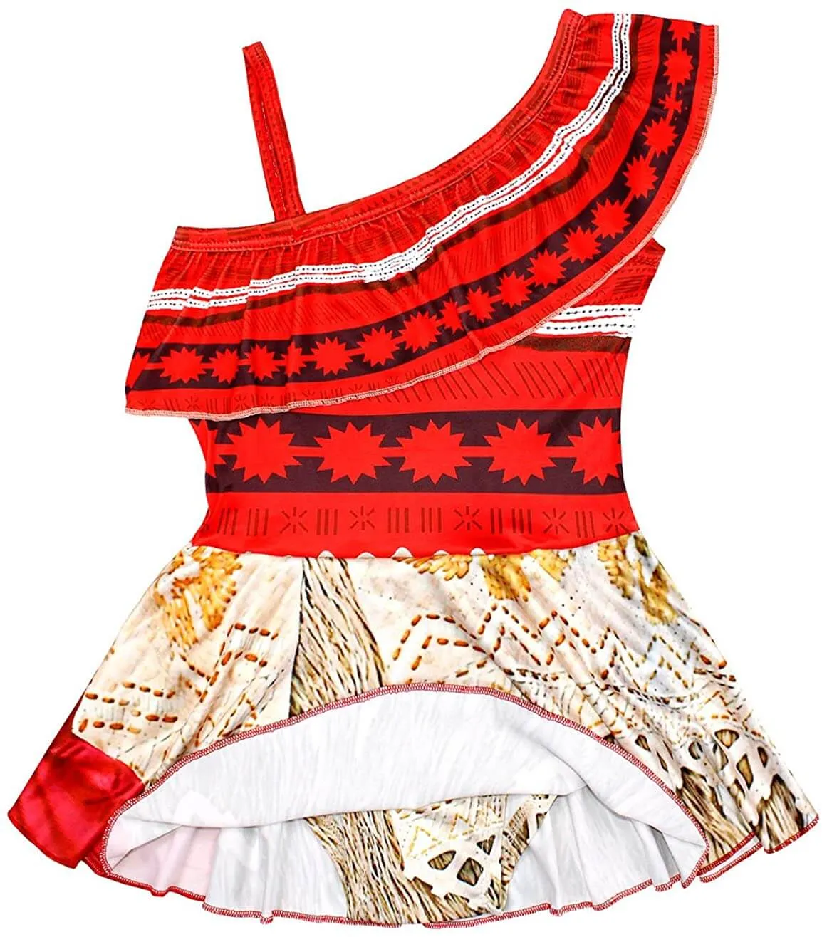 Kids Moana Swimsuits Princess Cosplay Costume Girls Polynesian Dress with Necklace for Halloween Party