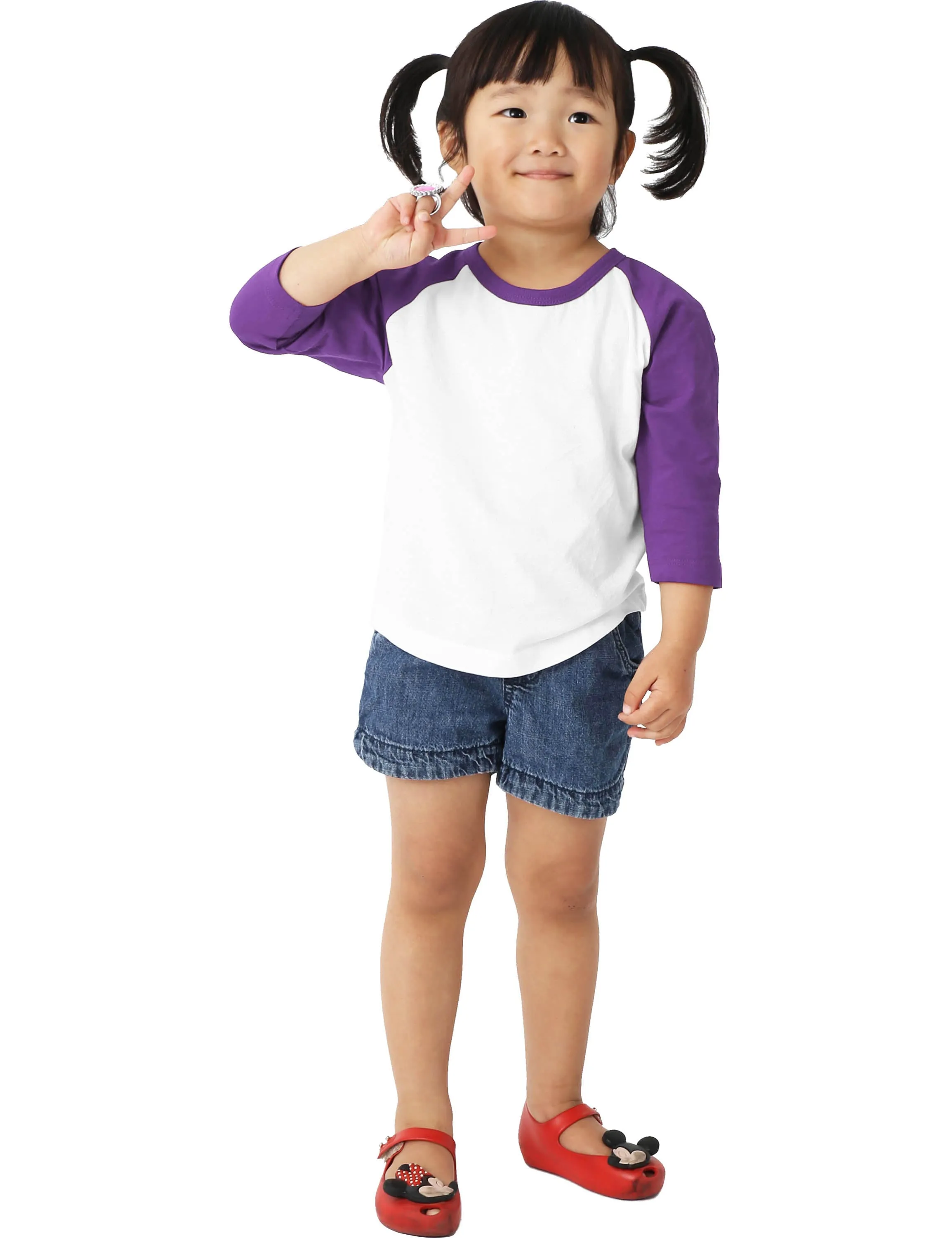 Kids Raglan 3/4 Sleeve Baseball Tee Shirt Toddler Youth Juniors