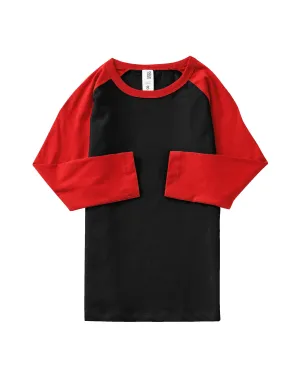 Kids Raglan 3/4 Sleeve Baseball Tee Shirt Toddler Youth Juniors